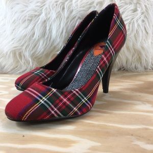 ROCKETDOG Red Plaid Heels Pin Up Rocker Shoes